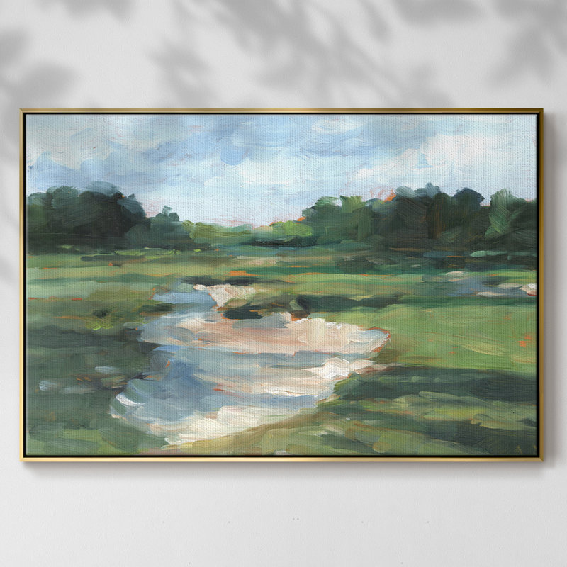 «Golf Course Study», toile tendue avec cadre I, H 25 po x l 37 po x P 2 po, Or