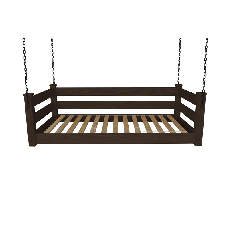 Adrow Solid Wood Hanging Daybed, Twin, Rich Tobacco Stain