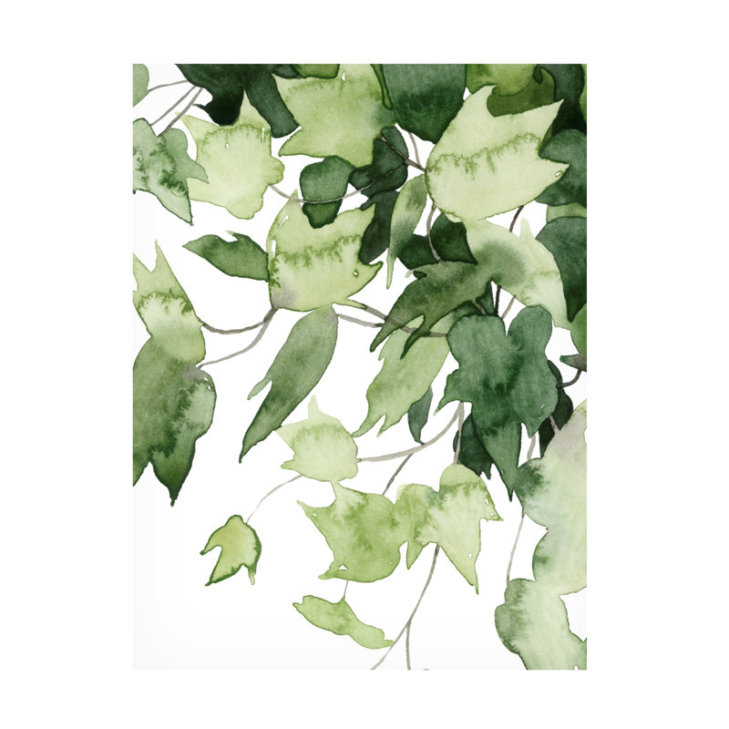 Emerald Green and White Floral Canvas Art, 14" x 19"