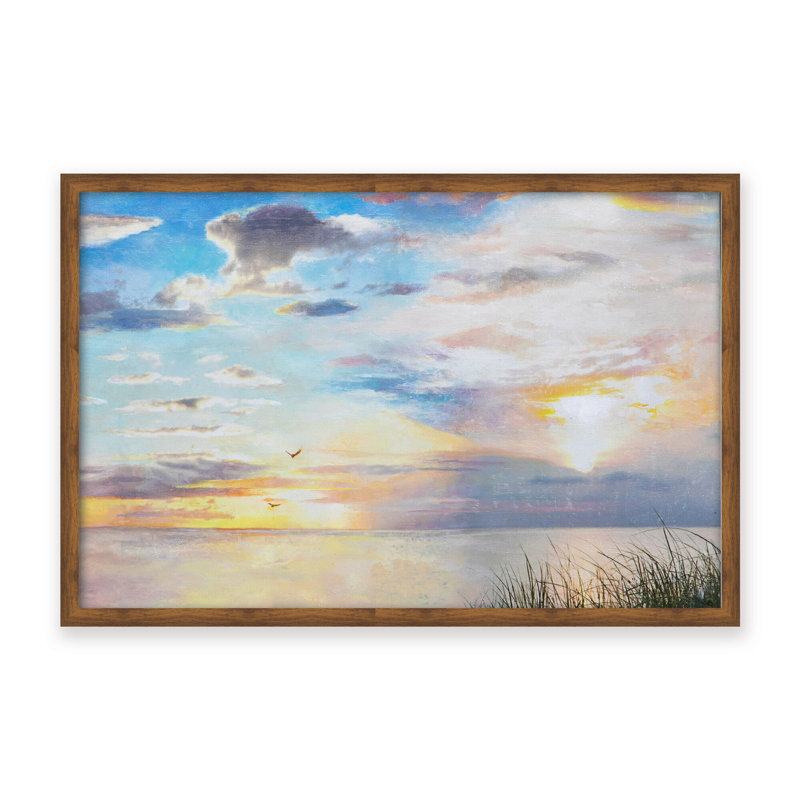 A New Dawn Acrylic Painting Print, 24" H x 36" W x 1.125" D, Framed Print, Brown