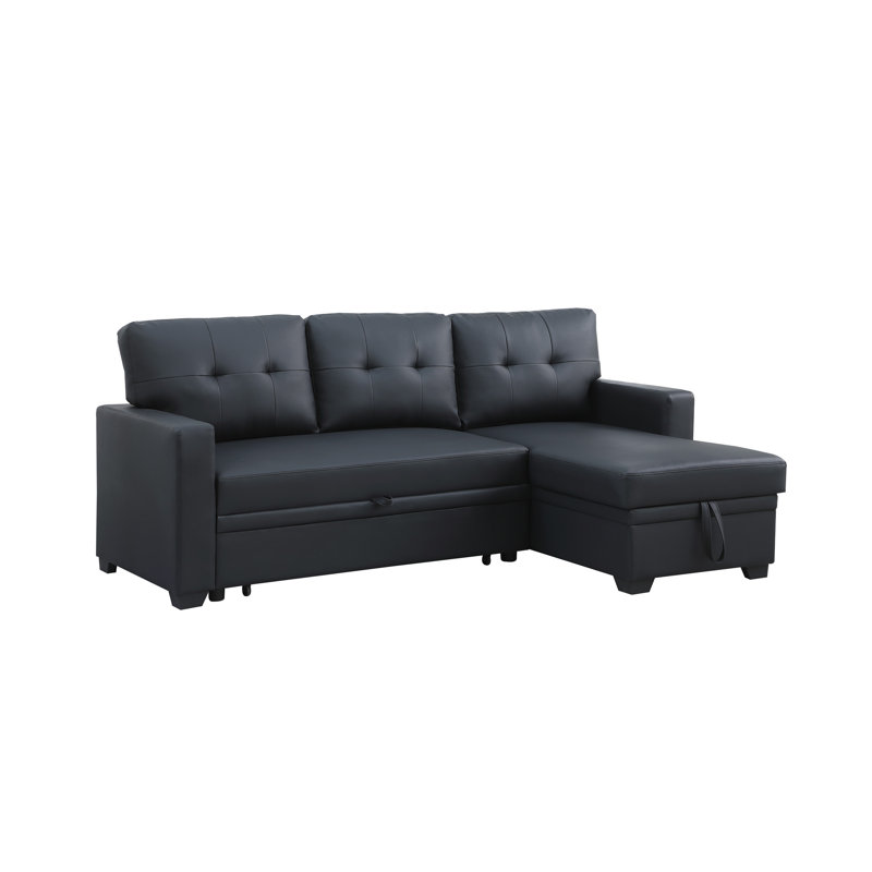 Upholstered Pull out Sectional Sofa with Chaise