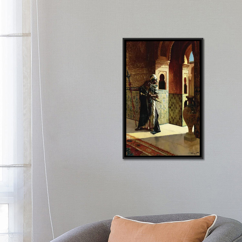 «The Moorish Guard, the Alhambra», reproduction sur toile, H 26 po x l 18 po x P 1,5 po, Toile avec cadre noir, Pas de tapis