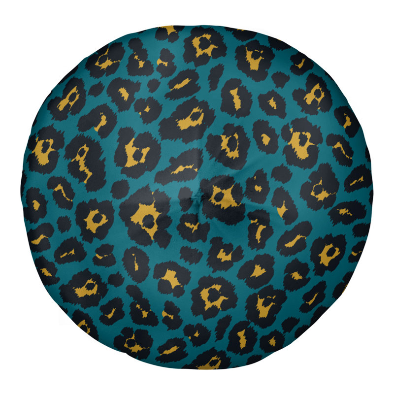 Housse et insert de coussin touffeté rond, Bleu / Noir / Jaune, H 30 po x l 30 po x P 4 po