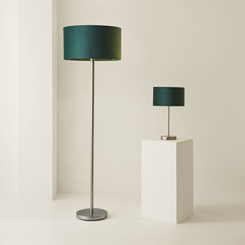 Pearletta Traditional Floor Lamp Set, Yes, Chrome, Green