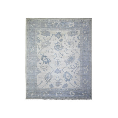 8'1" x 9'8" New Hand Knotted Ivory Wool Rectangle Oriental Rug - MOA10274015