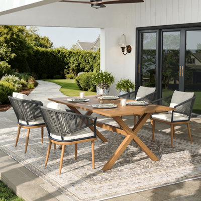 Rectangular Outdoor Dining Set With Cushions