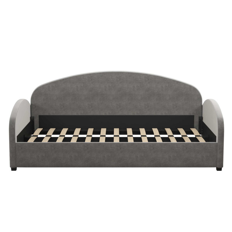 Gray Velvet Twin Upholstered Daybed with Metal Frame