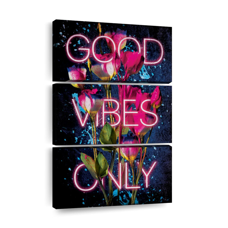 Ensemble de 3 pièces Good Vibes Only On Canvas, H 32 po x l 20 po