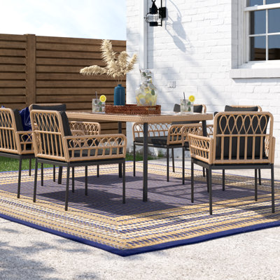 Becton Rectangular 6 - Person Dining Set with Cushions