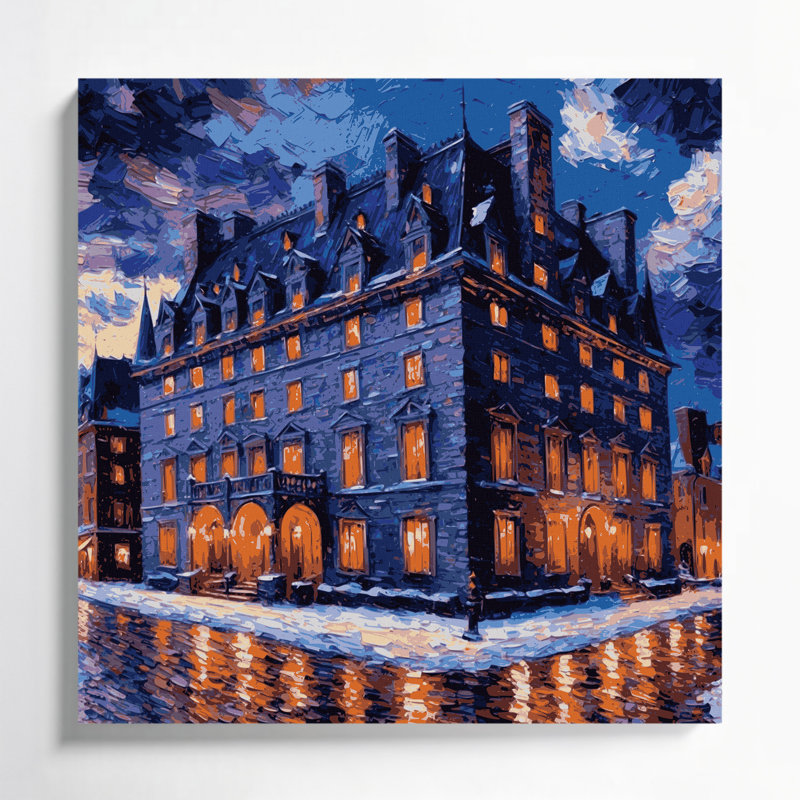 Art urbain sur toile, cités, ville de Québec, H 32 po x l 32 po