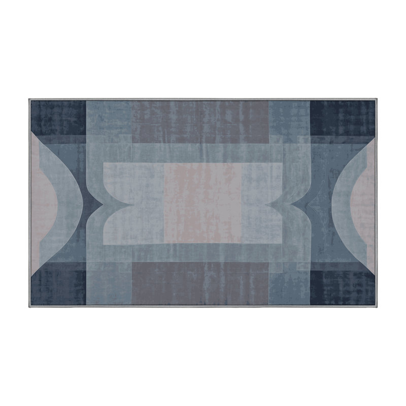 Machine Washable Gray Area Rug, Rectangle 5' x 8'