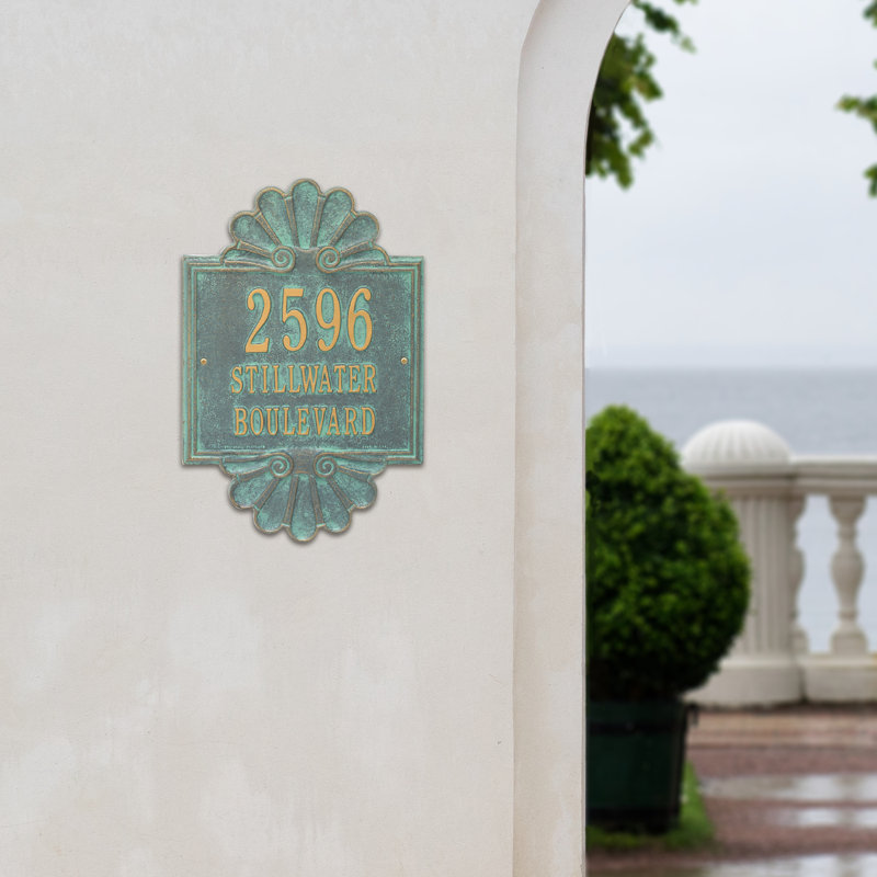 Plaque d'adresse murale à 3 lignes Signature Series, Vert-de-gris, Bronze, Oui