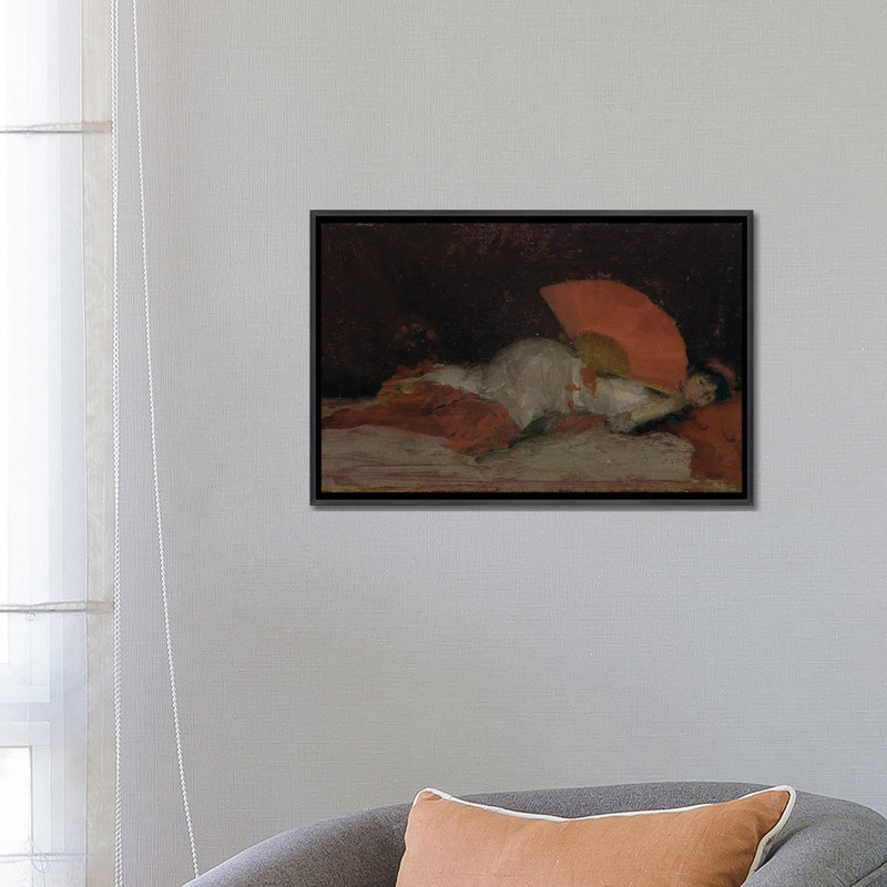 Note En Rouge L'Eventail - reproduction d'art murale - toile encadrée, 18 po x 26 po, Toile avec cadre, Noir patiné