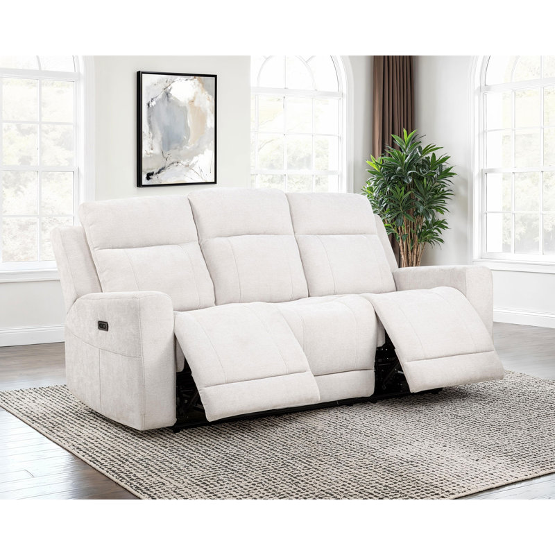 Patrick Ivory Upholstered Power Reclining Sofa
