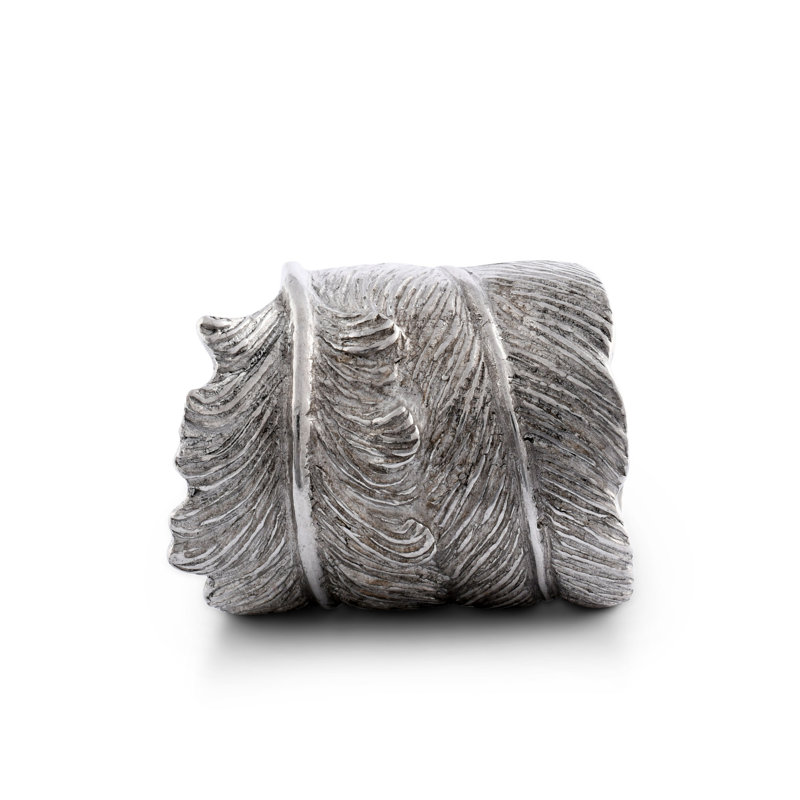 Exquisite Pewter Feather Design Napkin Ring