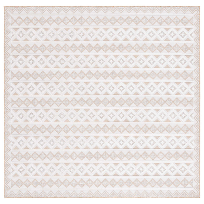 Tapis d'intérieur / extérieur à motif géométrique Kenenth Performance, Carré 6 pi 5 po