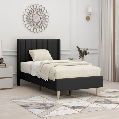 Eriksay Low Profile Upholstered Platform Bed with Wingback Headboard