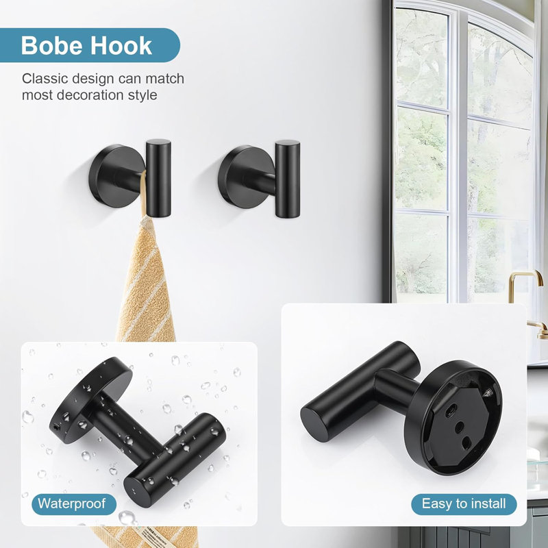 Matte Black Bathroom Set, 5-Piece Set