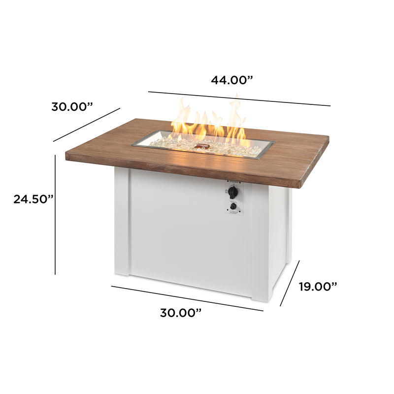Havenwood Rectangle Smokeless Fire Pit Table with Hidden Fuel Tank, White