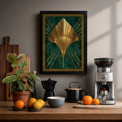 Golden Shell Art Deco - Framed Print