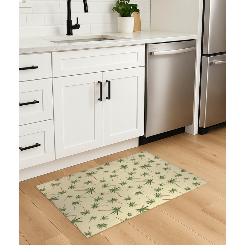 Tapis de cuisine antidérapant Summer Palms, Rectangulaire 3 pi x 5 pi, Jaune