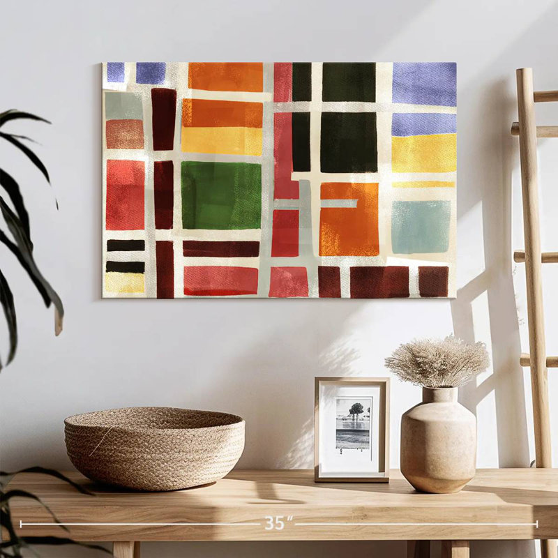 Fenêtre abstraite et colorée, H 16 po x l 24 po
