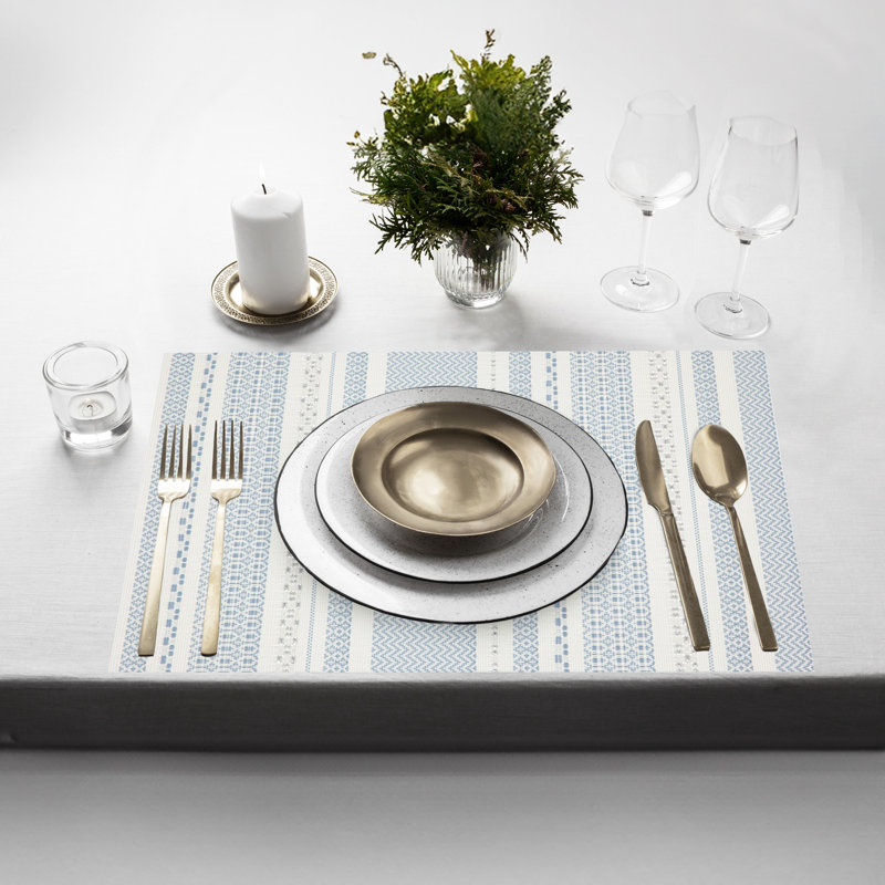 Ensemble de 6 napperons résistants à la chaleur de 12 po x 18 po Placemats, Bleu
