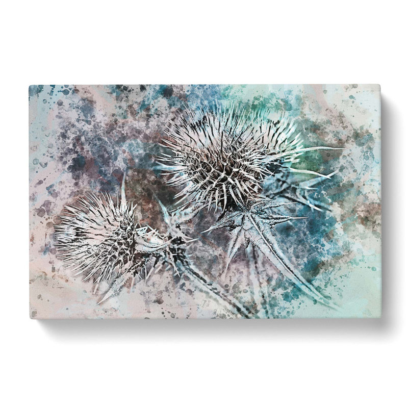 Thistle Flower In Abstract - Wrapped Canvas Painting, 50cm H x 76cm W x 3cm D