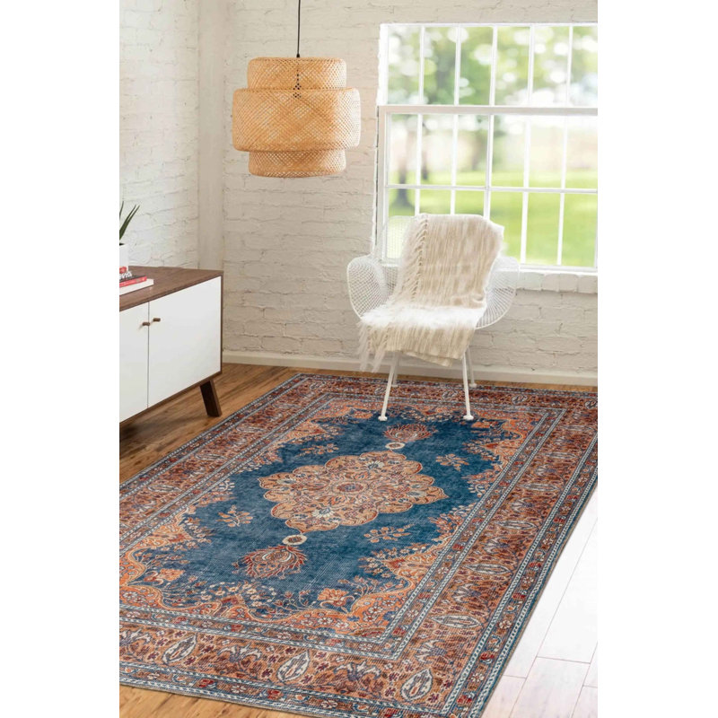 Tapis décoratif brun marocain en polyester tissé à la machine, Rectangle 6 pi 7 po x 9 pi 11 po