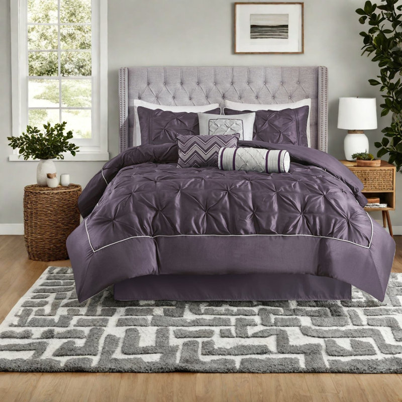 Ensembles de literie élégants en prune, polyester grand format, conception touffetée confortable pour la maison