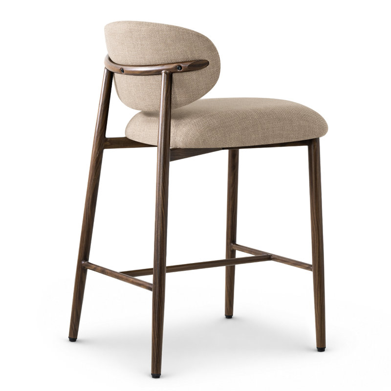 Ensemble de 6 tabourets de bar 25,5 "de hauteur comptoir moderne avec dossier incurvé, Kaki
