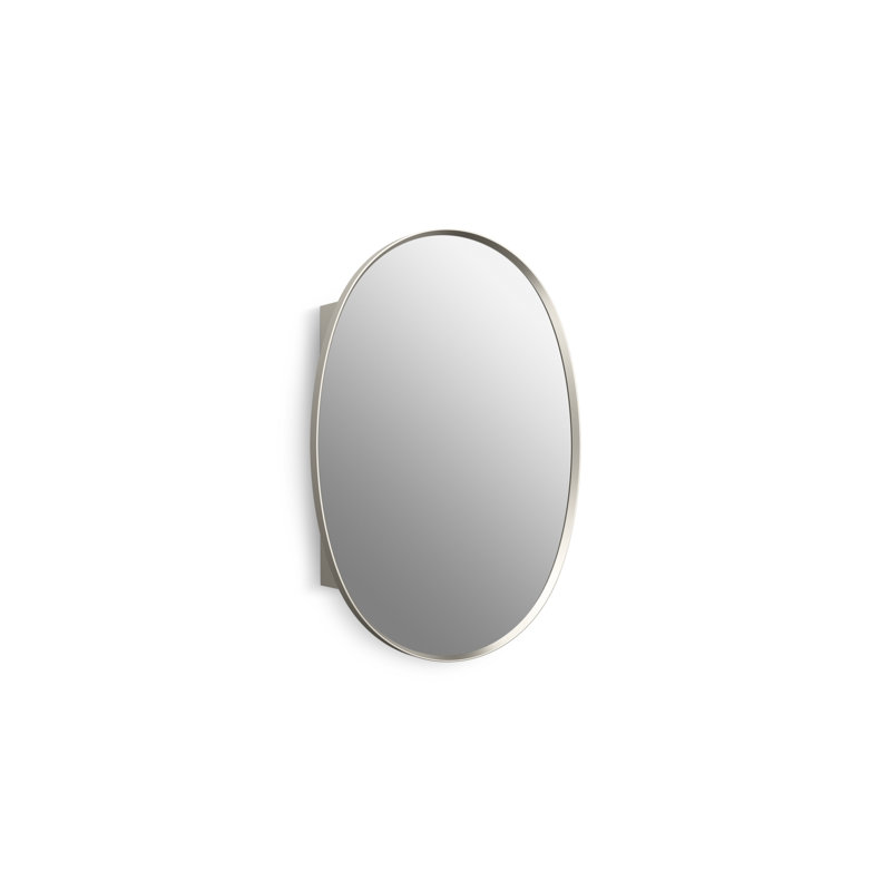 Verdera 24 in x 34 in Oval Framed Medicine Cabinet, Surface Mount or Recessed, Brushed Nickel