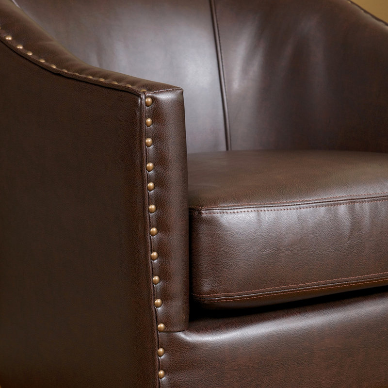 Fauteuil club en cuir reconstitué brun, Brun