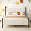 Structure de lit double pleine grandeur avec tête de lit en velours, plateforme en velours côtelé doux avec support en lattes de bois et pieds robustes, aucun sommier requis, silencieux, assemblage facile, gris-1953577882-1953577885