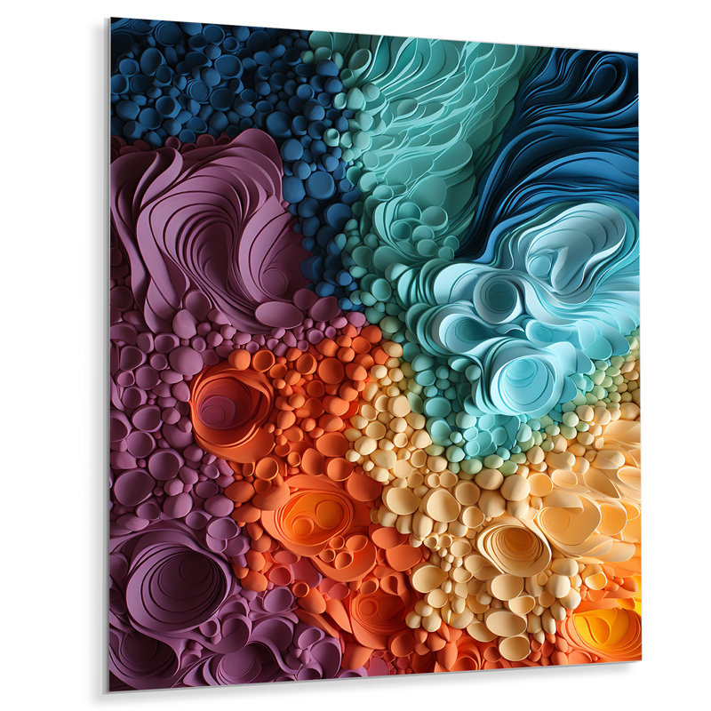 Arc-en-ciel Reverie Collages II - Collages abstraits, art mural en métal, H 32 po x l 16 po x P 1 po