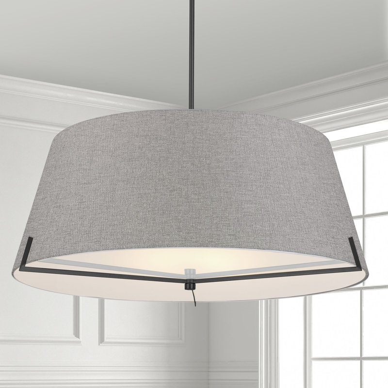 Luminaire suspendu 4 lumières Krisna, gris, Noir mat, H 12,5 po x l 33 po x P 33 po