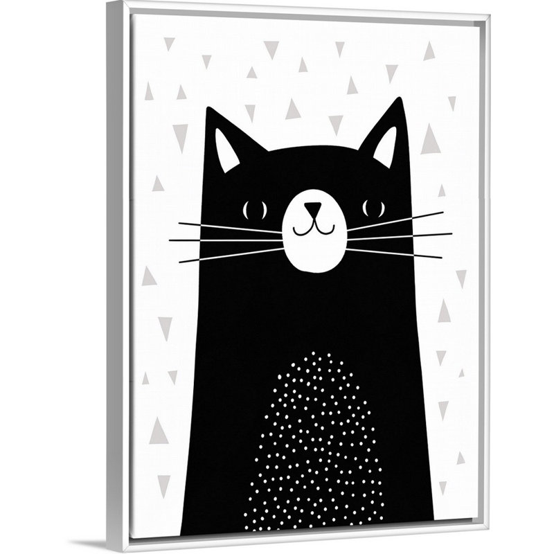 Art de chat Shenk, H 16 po x l 12 po x P 1,75 po, Cadre flottant blanc
