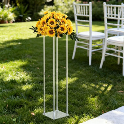 Paquet de 10 supports à fleurs de mariage de 31,5 pouces, support à fleurs floral en acrylique transparent avec stratifié en acrylique, supports cubiques pour centre d'anniversaire de mariage
