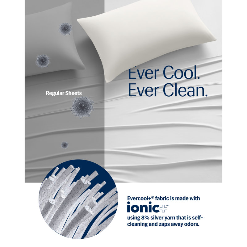 Ensemble de draps 4 pièces REST Everco®, Ensemble de draps pour très grand lit avec 2 taie, Blanc arctique