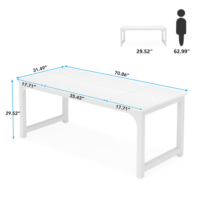 180cm Rectangle Conference Table, White, White