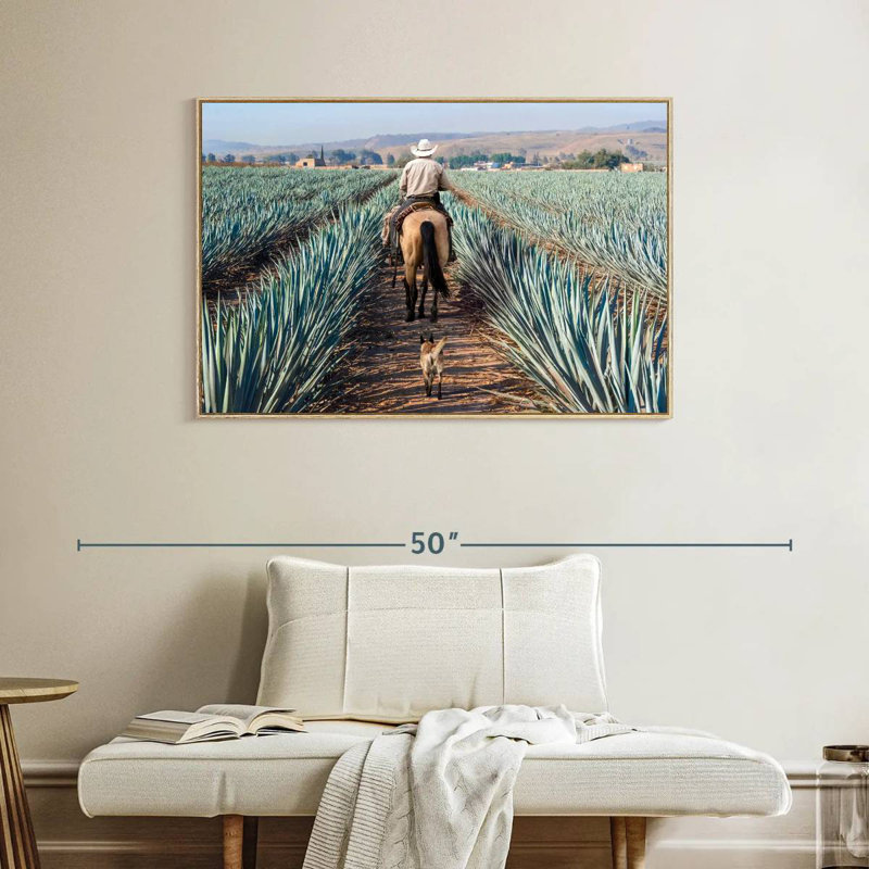 Inspecter la plantation d'agave, Cadre flottant en bois naturel, 40 po x 27 po