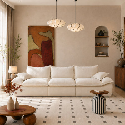 Canapé à accoudoirs à coussin de compression de 127,4 po avec coussins en mousse haute résilience