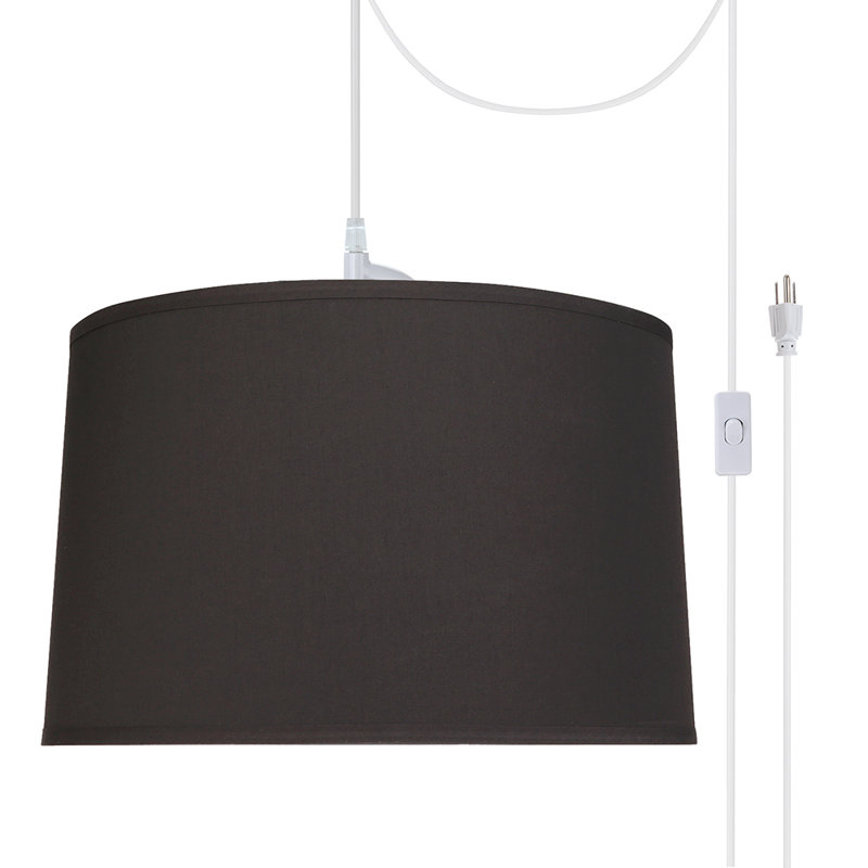 Luminaire suspendu tambour 2 lumières unique Bayview, Noir, H 11,5 po x l 18 po x P 17 po