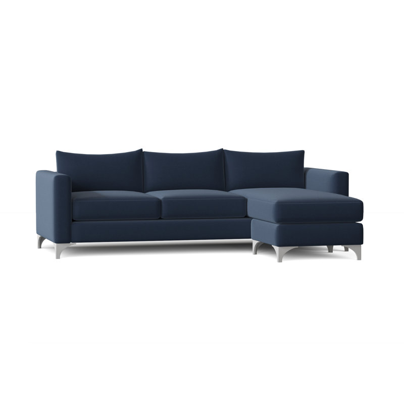 Canapé et chaise longue réversible avec repose-pieds de 87 po Vess, Bleu marine Antonio