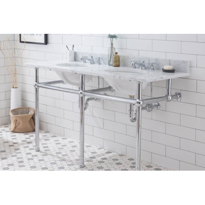 Copeland Stone Oval Console Bathroom Vanity with Faucet and Overflow