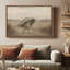 «Whimsical Frog Walking with Leaf Umbrella in Dreamy Countryside», reproduction d'art encadrée-250724343-250724340