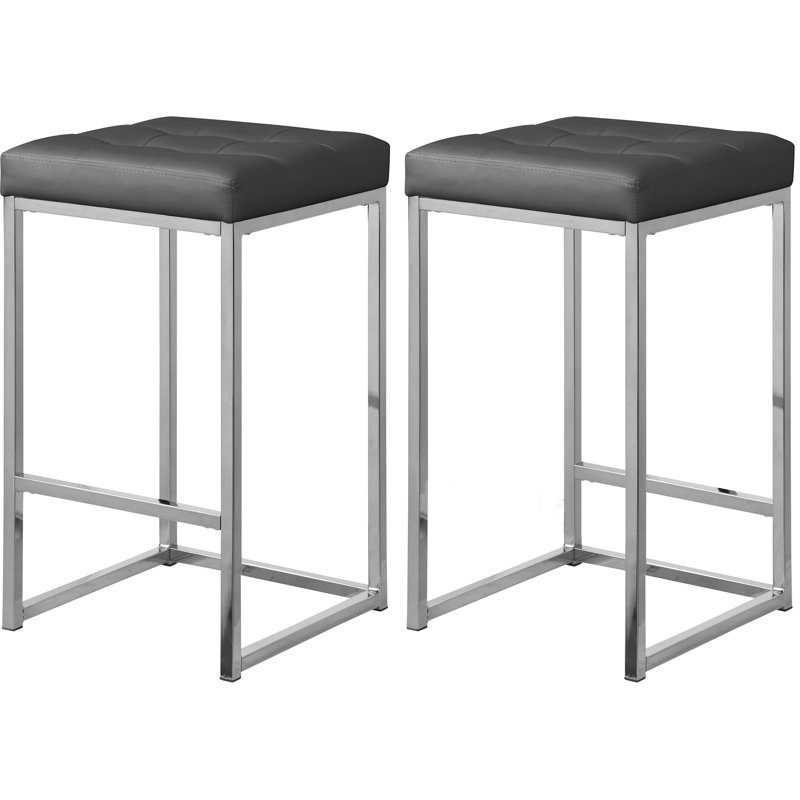 Nicola 26.5" Counter Stool, Chrome, Gray 
