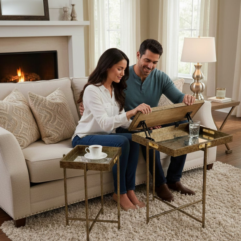 Beenu Tray Top Side Table Set