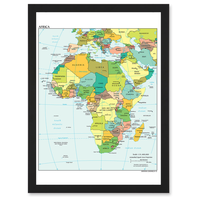 Political Map 2012 Africa African Countries by Value Does Not Apply - Single Picture Frame Print, 45.5cm H x 33cm W