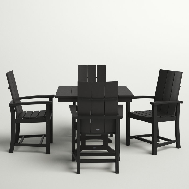 Modern Adirondack 5-Piece Farmhouse Trestle Dining Set, Black